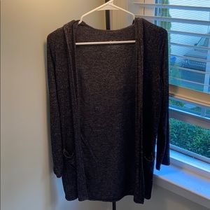 gray cardigan